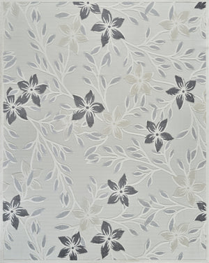 Homeroots 8' X 10' Cream And Gray Floral Distressed Indoor Outdoor Area Rug  Polypropylene 558735