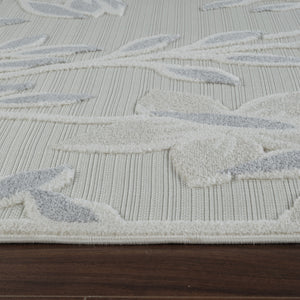 Homeroots 8' X 10' Cream And Gray Floral Distressed Indoor Outdoor Area Rug  Polypropylene 558735