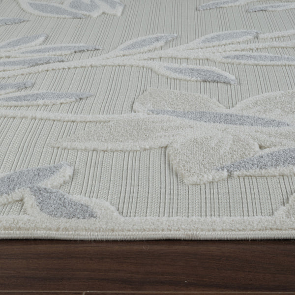 Homeroots 8' X 10' Cream And Gray Floral Distressed Indoor Outdoor Area Rug  Polypropylene 558735