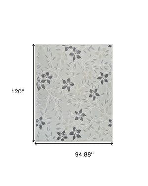 Homeroots 8' X 10' Cream And Gray Floral Distressed Indoor Outdoor Area Rug  Polypropylene 558735