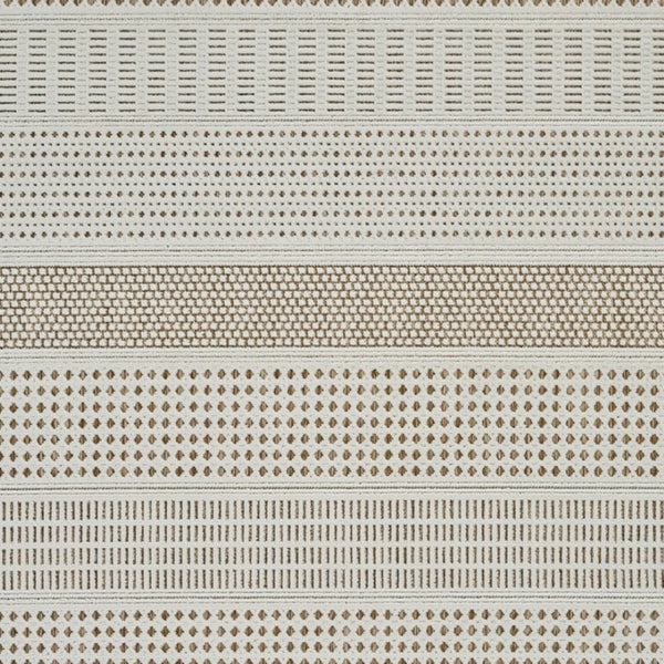 HomeRoots 4' Durable Beige and Brown Geometric Distressed Area Rug for Indoor and Outdoor Spaces, Easy Care 6' X 9' 558748