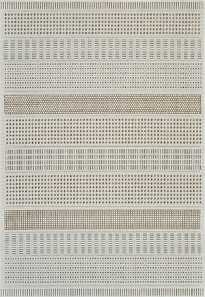 HomeRoots 4' Durable Beige and Brown Geometric Distressed Area Rug for Indoor and Outdoor Spaces, Easy Care 6' X 9' 558748