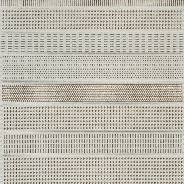 HomeRoots 4' Durable Beige and Brown Geometric Distressed Area Rug for Indoor and Outdoor Spaces, Easy Care 6' X 9' 558748