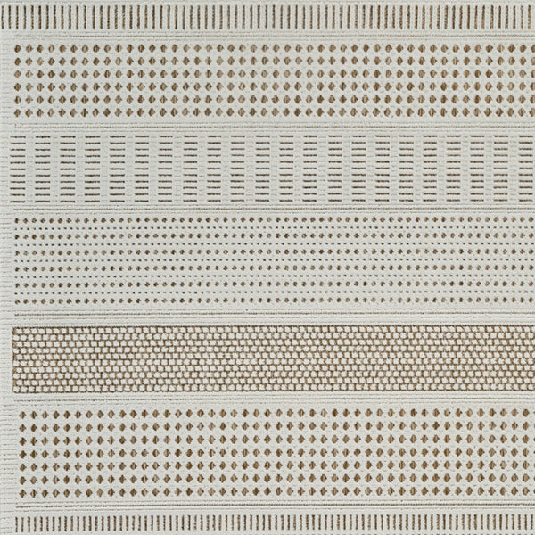 Homeroots 8' X 10' Beige And Brown Geometric Distressed Indoor Outdoor Area Rug  Polypropylene 558749