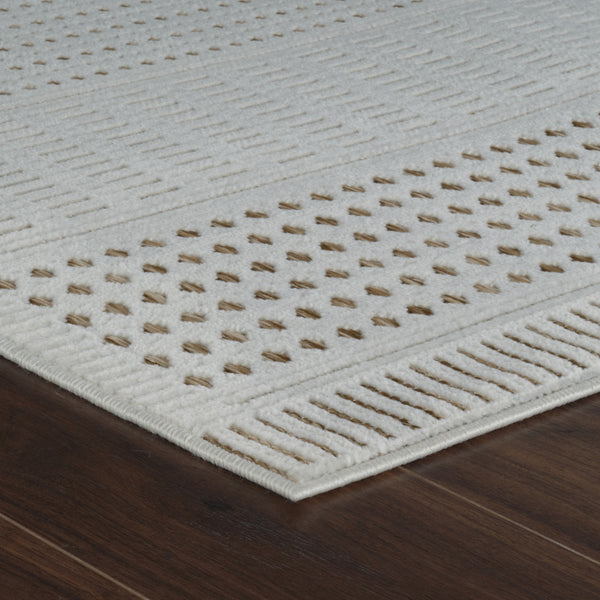 Homeroots 8' X 10' Beige And Brown Geometric Distressed Indoor Outdoor Area Rug  Polypropylene 558749