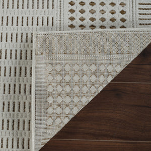 Homeroots 8' X 10' Beige And Brown Geometric Distressed Indoor Outdoor Area Rug  Polypropylene 558749