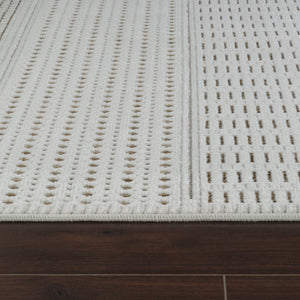 Homeroots 8' X 10' Beige And Brown Geometric Distressed Indoor Outdoor Area Rug  Polypropylene 558749