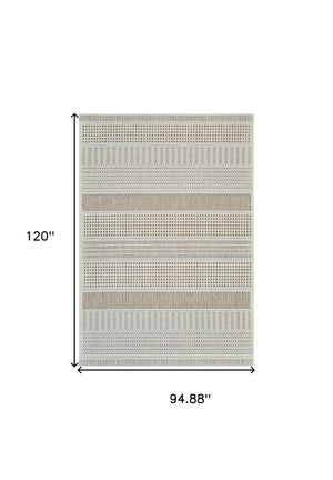 Homeroots 8' X 10' Beige And Brown Geometric Distressed Indoor Outdoor Area Rug  Polypropylene 558749