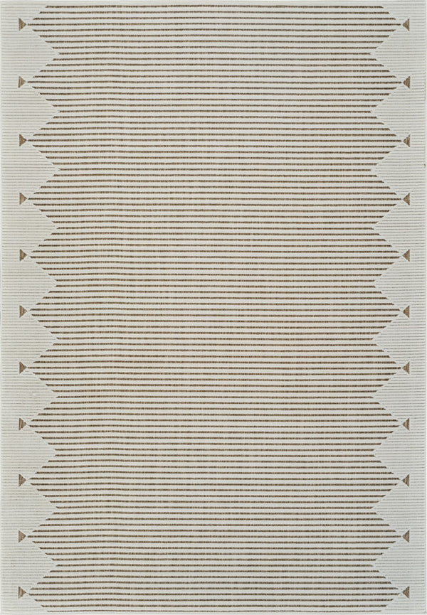 HomeRoots 4' Beige and Brown Geometric Distressed Area Rug for Indoor and Outdoor Use - Durable & Stylish 4' X 6' 558753
