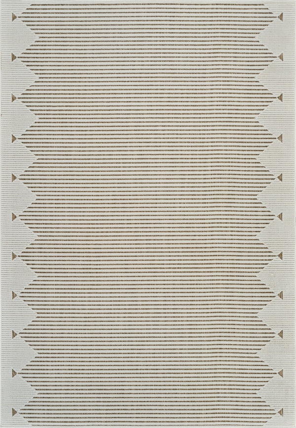 HomeRoots 4' Beige and Brown Geometric Distressed Area Rug for Indoor and Outdoor Use - Durable & Stylish 4' X 6' 558753
