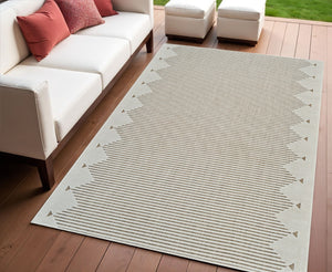 HomeRoots 4' Beige and Brown Geometric Distressed Area Rug for Indoor and Outdoor Use - Durable & Stylish 4' X 6' 558753
