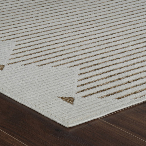 HomeRoots 4' Beige and Brown Geometric Distressed Area Rug for Indoor and Outdoor Use - Durable & Stylish 4' X 6' 558753
