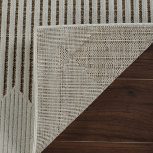 HomeRoots 4' Beige and Brown Geometric Distressed Area Rug for Indoor and Outdoor Use - Durable & Stylish 4' X 6' 558753