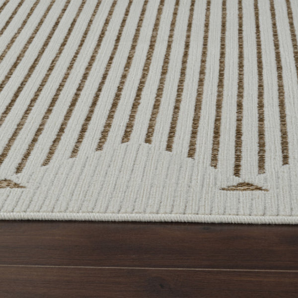 HomeRoots 4' Beige and Brown Geometric Distressed Area Rug for Indoor and Outdoor Use - Durable & Stylish 4' X 6' 558753