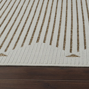 Homeroots 5' X 7' Beige And Brown Geometric Distressed Indoor Outdoor Area Rug  Polypropylene 558754