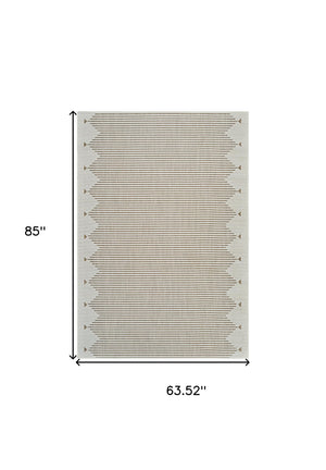 Homeroots 5' X 7' Beige And Brown Geometric Distressed Indoor Outdoor Area Rug  Polypropylene 558754