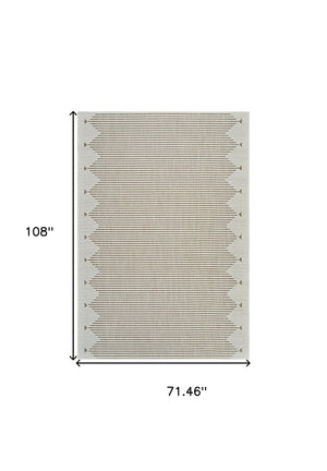 Homeroots 6' X 9' Beige And Brown Geometric Distressed Indoor Outdoor Area Rug  Polypropylene 558755