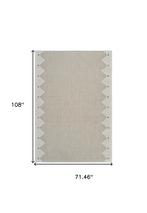 Homeroots 6' X 9' Beige And Brown Geometric Distressed Indoor Outdoor Area Rug  Polypropylene 558755