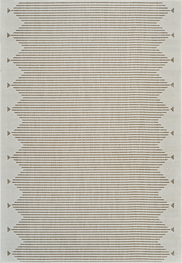 Homeroots 6' X 9' Beige And Brown Geometric Distressed Indoor Outdoor Area Rug  Polypropylene 558755