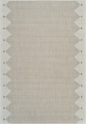 HomeRoots 4' Beige and Brown Geometric Distressed Area Rug for Indoor and Outdoor Use - Durable & Stylish 8' X 10' 558756