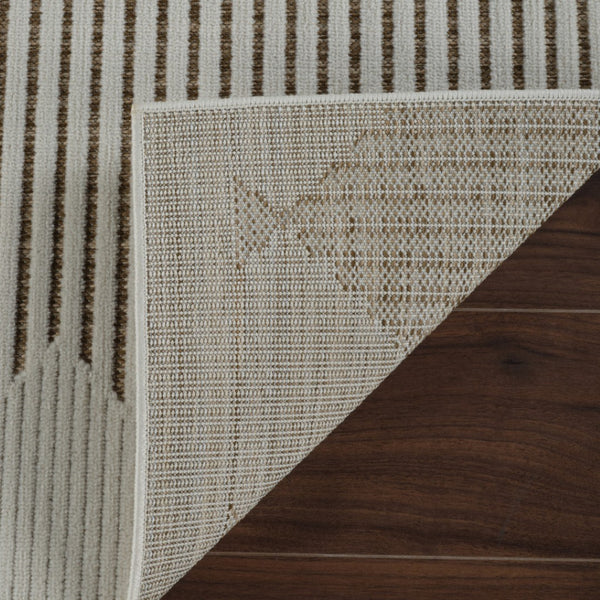 HomeRoots 4' Beige and Brown Geometric Distressed Area Rug for Indoor and Outdoor Use - Durable & Stylish 8' X 10' 558756