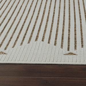 HomeRoots 4' Beige and Brown Geometric Distressed Area Rug for Indoor and Outdoor Use - Durable & Stylish 8' X 10' 558756