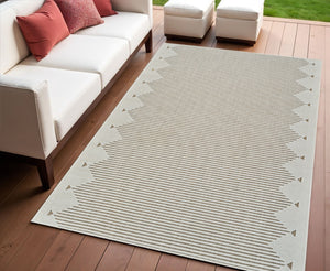 HomeRoots 4' Beige and Brown Geometric Distressed Area Rug - Durable, Stylish for Indoor and Outdoor Spaces 4' X 6' 558760