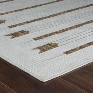 HomeRoots 4' Beige and Brown Geometric Distressed Area Rug - Durable, Stylish for Indoor and Outdoor Spaces 4' X 6' 558760