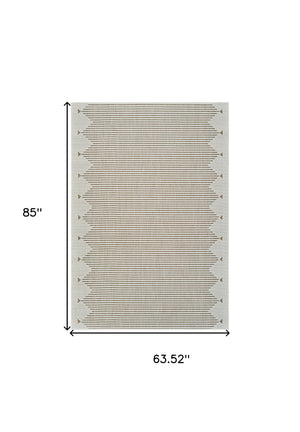 Homeroots 5' X 7' Beige And Brown Geometric Distressed Indoor Outdoor Area Rug  Polypropylene 558761