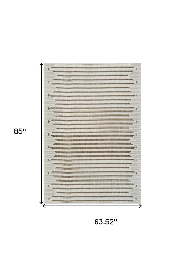 Homeroots 5' X 7' Beige And Brown Geometric Distressed Indoor Outdoor Area Rug  Polypropylene 558761