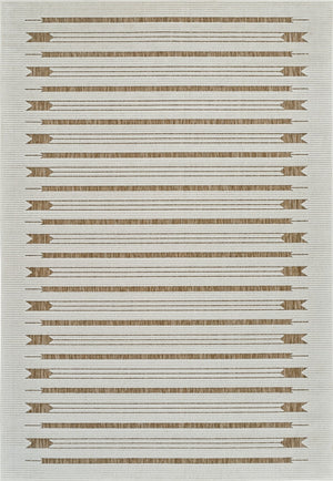 HomeRoots 4' Beige and Brown Geometric Distressed Area Rug - Durable, Stylish for Indoor and Outdoor Spaces 5' X 7' 558761