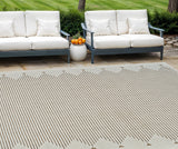 Versatile 6' x 9' Beige & Brown Geometric Distressed Rug for Indoor/Outdoor Spaces