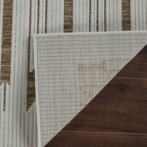 HomeRoots 4' Beige and Brown Geometric Distressed Area Rug - Durable, Stylish for Indoor and Outdoor Spaces 6' X 9' 558762