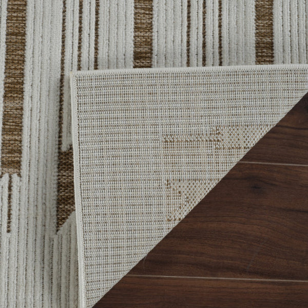 HomeRoots 4' Beige and Brown Geometric Distressed Area Rug - Durable, Stylish for Indoor and Outdoor Spaces 6' X 9' 558762