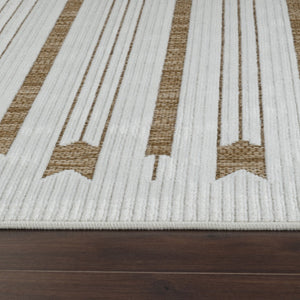 HomeRoots 4' Beige and Brown Geometric Distressed Area Rug - Durable, Stylish for Indoor and Outdoor Spaces 6' X 9' 558762