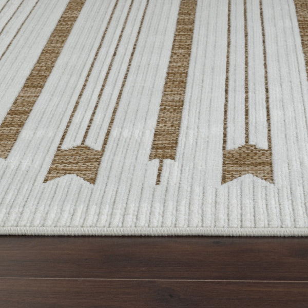 HomeRoots 4' Beige and Brown Geometric Distressed Area Rug - Durable, Stylish for Indoor and Outdoor Spaces 6' X 9' 558762