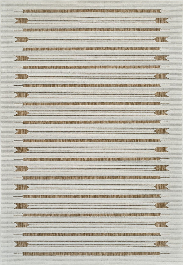 HomeRoots 4' Beige and Brown Geometric Distressed Area Rug - Durable, Stylish for Indoor and Outdoor Spaces 6' X 9' 558762