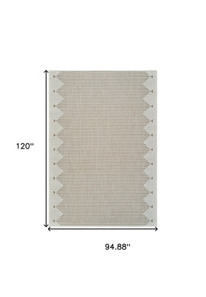 Homeroots 8' X 10' Beige And Brown Geometric Distressed Indoor Outdoor Area Rug  Polypropylene 558763