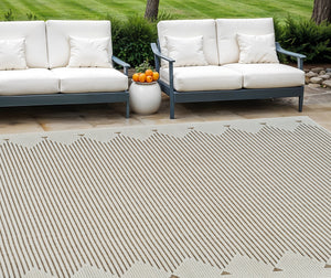 Homeroots 8' X 10' Beige And Brown Geometric Distressed Indoor Outdoor Area Rug  Polypropylene 558763