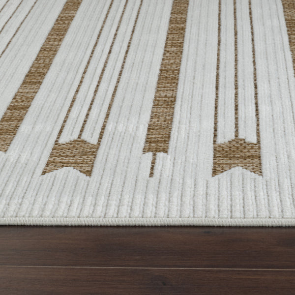 Homeroots 8' X 10' Beige And Brown Geometric Distressed Indoor Outdoor Area Rug  Polypropylene 558763