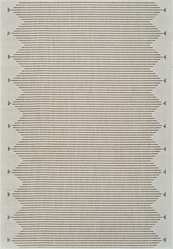 Homeroots 8' X 10' Beige And Brown Geometric Distressed Indoor Outdoor Area Rug  Polypropylene 558763