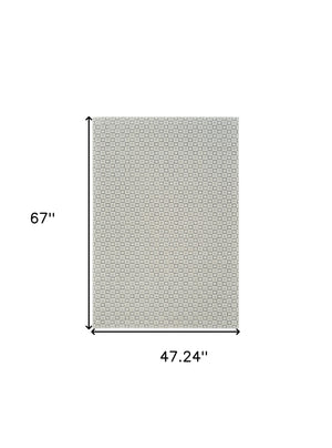 Homeroots 4' X 6' Cream And Beige Geometric Distressed Indoor Outdoor Area Rug  Polypropylene 558767