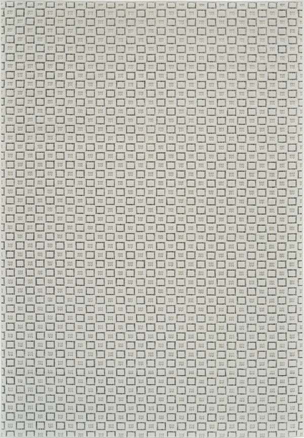 HomeRoots 4' Cream and Beige Geometric Distressed Area Rug - Durable, Stain-Resistant, Indoor/Outdoor Style 5' X 7' 558768