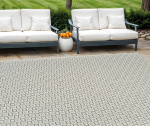 Homeroots 8' X 10' Cream And Beige Geometric Distressed Indoor Outdoor Area Rug  Polypropylene 558770