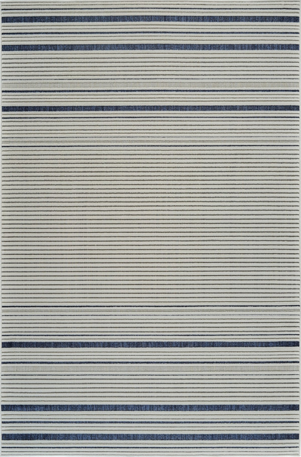 HomeRoots 4' Blue and Cream Striped Distressed Area Rug – Indoor Outdoor Versatile Charm for Any Space 4' X 6' 558781