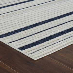 Homeroots 4' X 6' Blue And Cream Striped Distressed Indoor Outdoor Area Rug  Polypropylene 558781