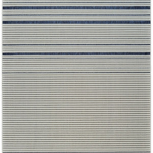 Homeroots 4' X 6' Blue And Cream Striped Distressed Indoor Outdoor Area Rug  Polypropylene 558781