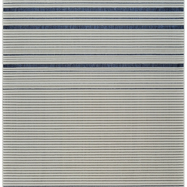 Homeroots 4' X 6' Blue And Cream Striped Distressed Indoor Outdoor Area Rug  Polypropylene 558781