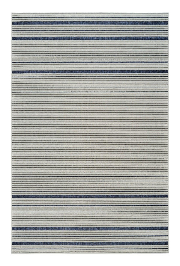 Homeroots 4' X 6' Blue And Cream Striped Distressed Indoor Outdoor Area Rug  Polypropylene 558781
