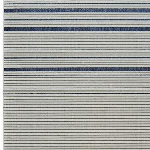 Homeroots 5' X 7' Blue And Cream Striped Distressed Indoor Outdoor Area Rug  Polypropylene 558782